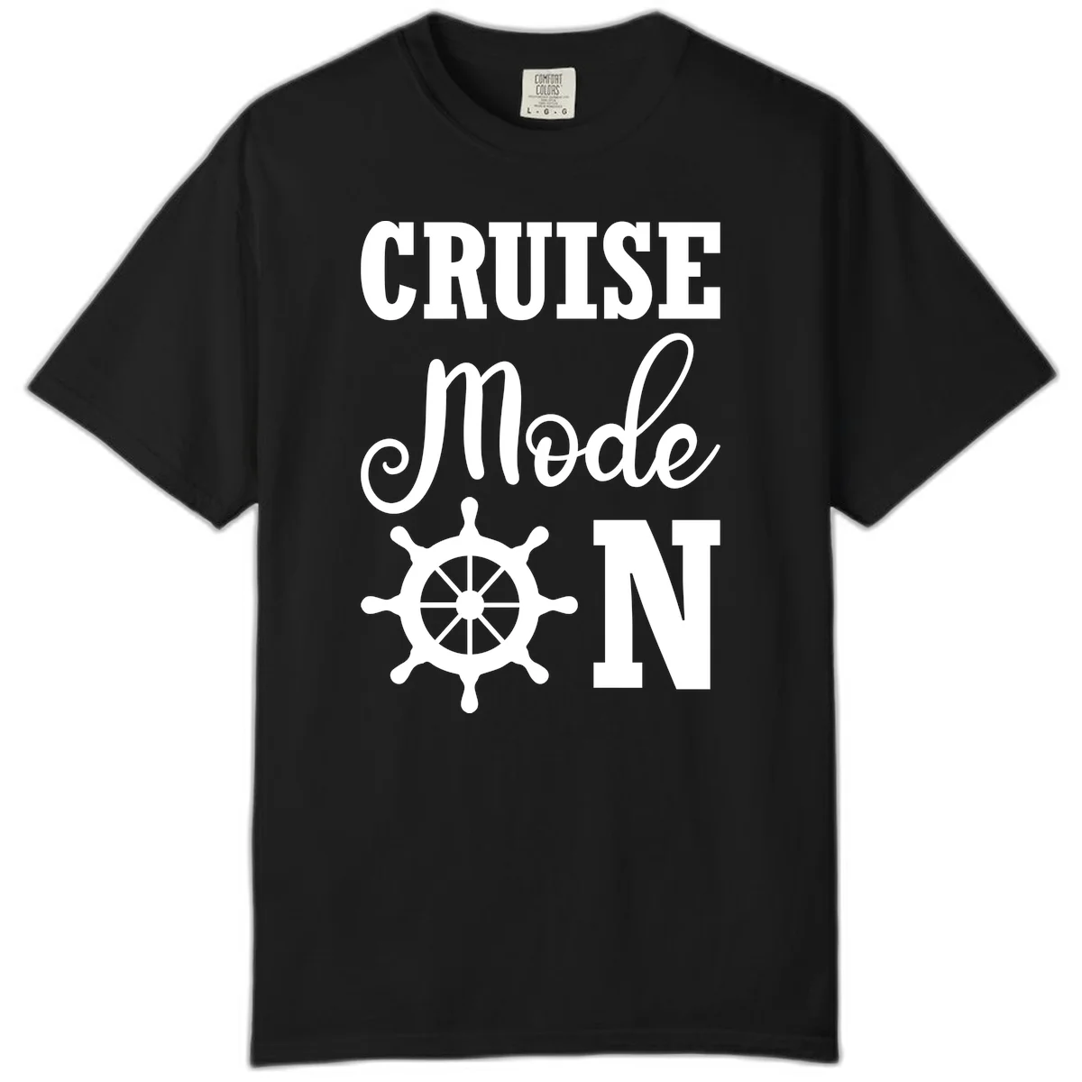 Cruise Mode Ship Wheel Comfort Colors Tee in Black