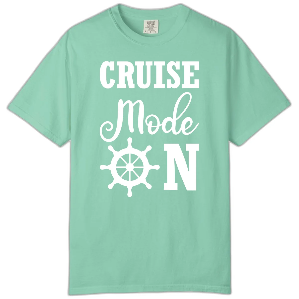 Cruise Mode Ship Wheel Comfort Colors Tee in Island Reef