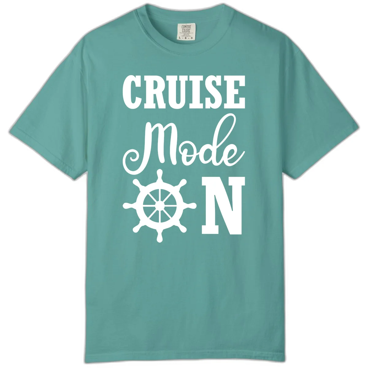 Cruise Mode Ship Wheel Comfort Colors Tee in Seafoam