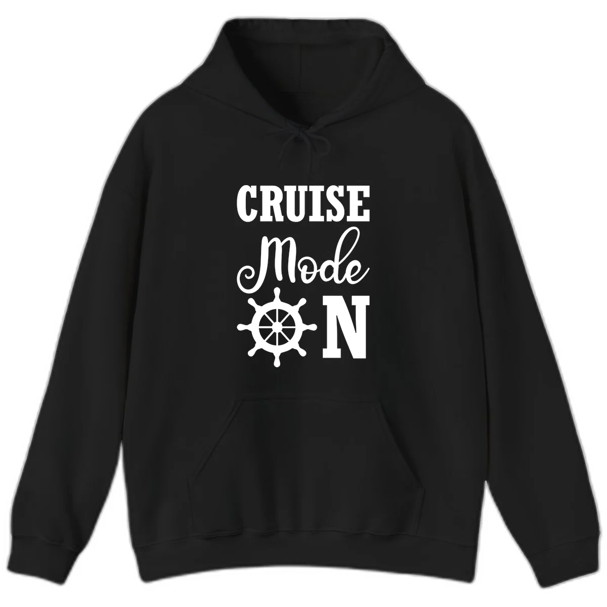 Cruise Mode Ship Wheel Vacation Hoodie in Black
