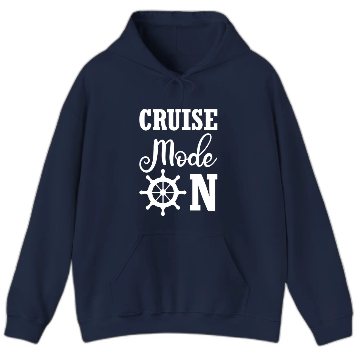 Cruise Mode Ship Wheel Vacation Hoodie in Navy