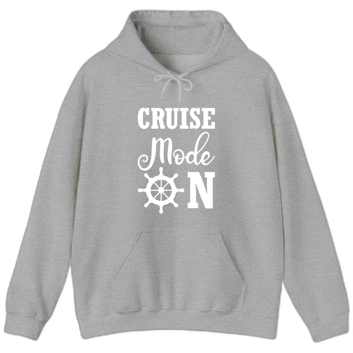 Cruise Mode Ship Wheel Vacation Hoodie in Sport Grey