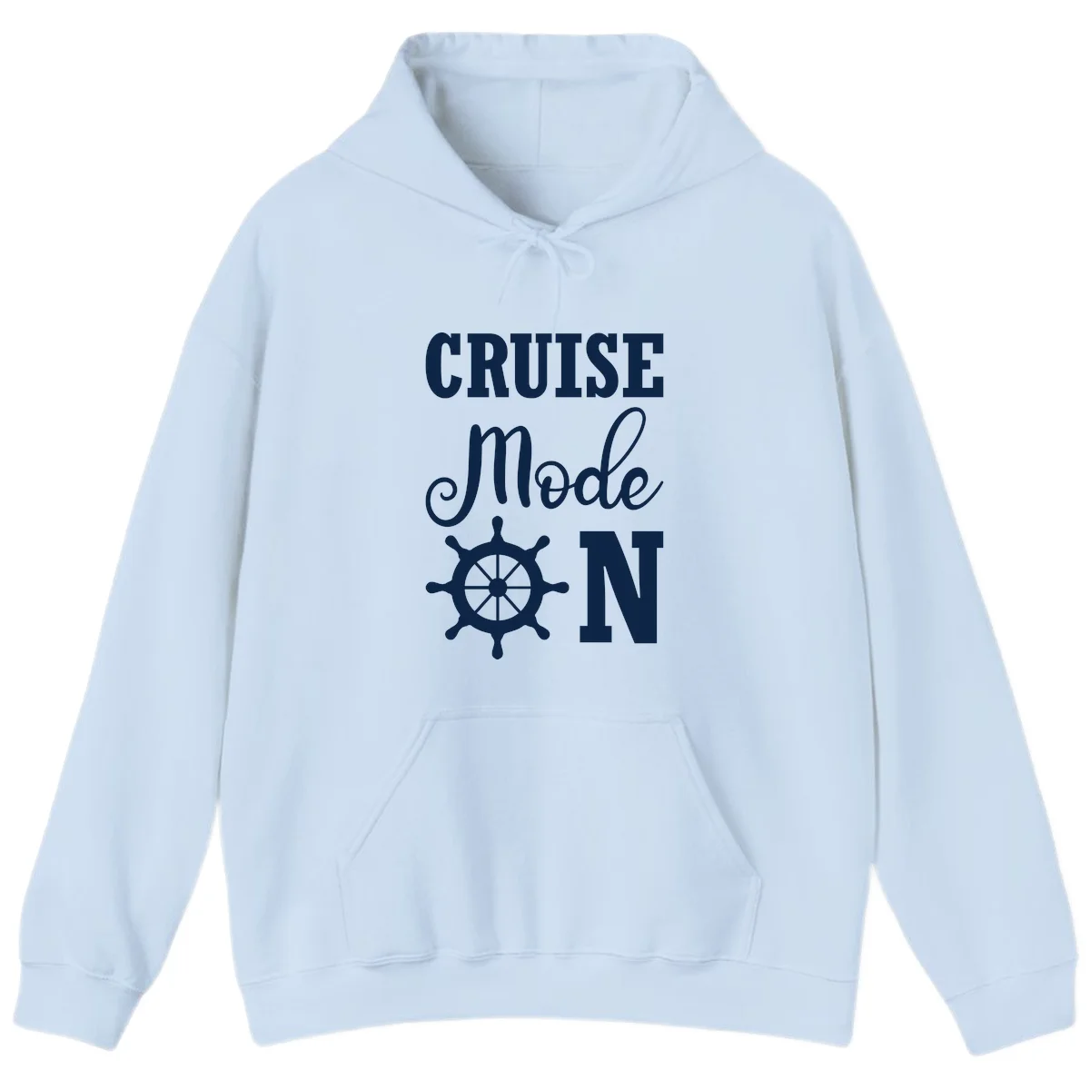 Cruise Mode Ship Wheel Vacation Hoodie in Light Blue