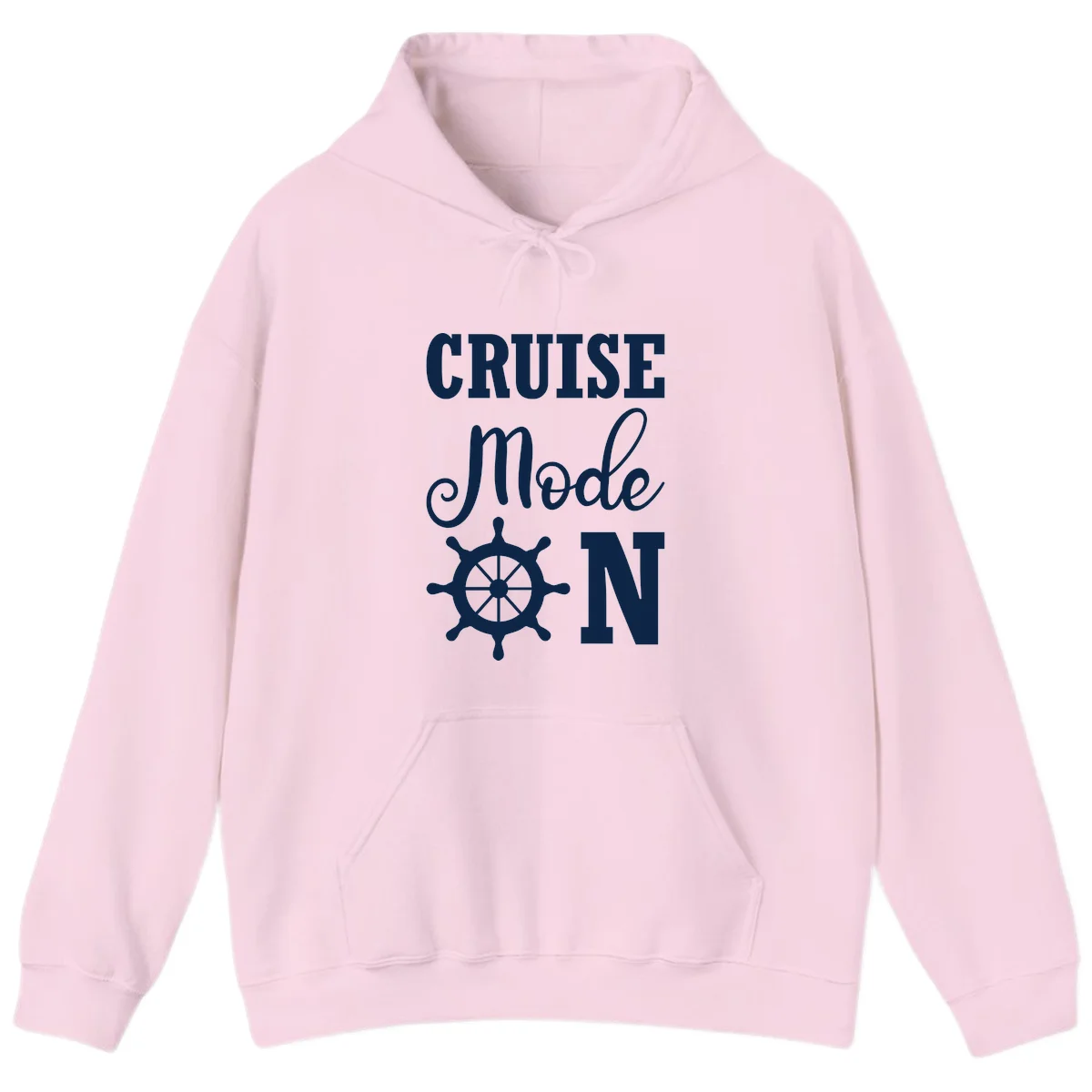Cruise Mode Ship Wheel Vacation Hoodie in Light Pink