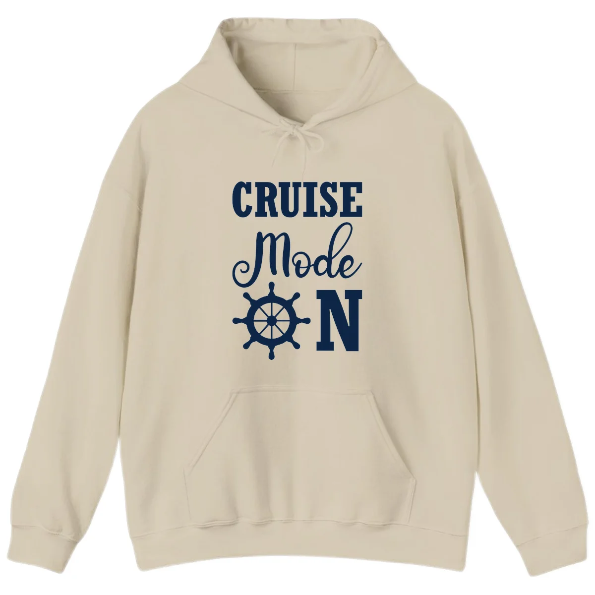 Cruise Mode Ship Wheel Vacation Hoodie in Sand