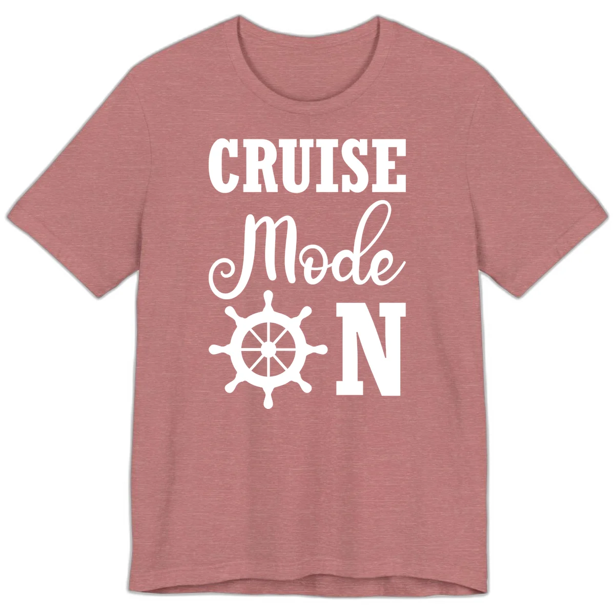 Cruise Mode Ship Wheel Premium Vacation Tee in Heather Mauve