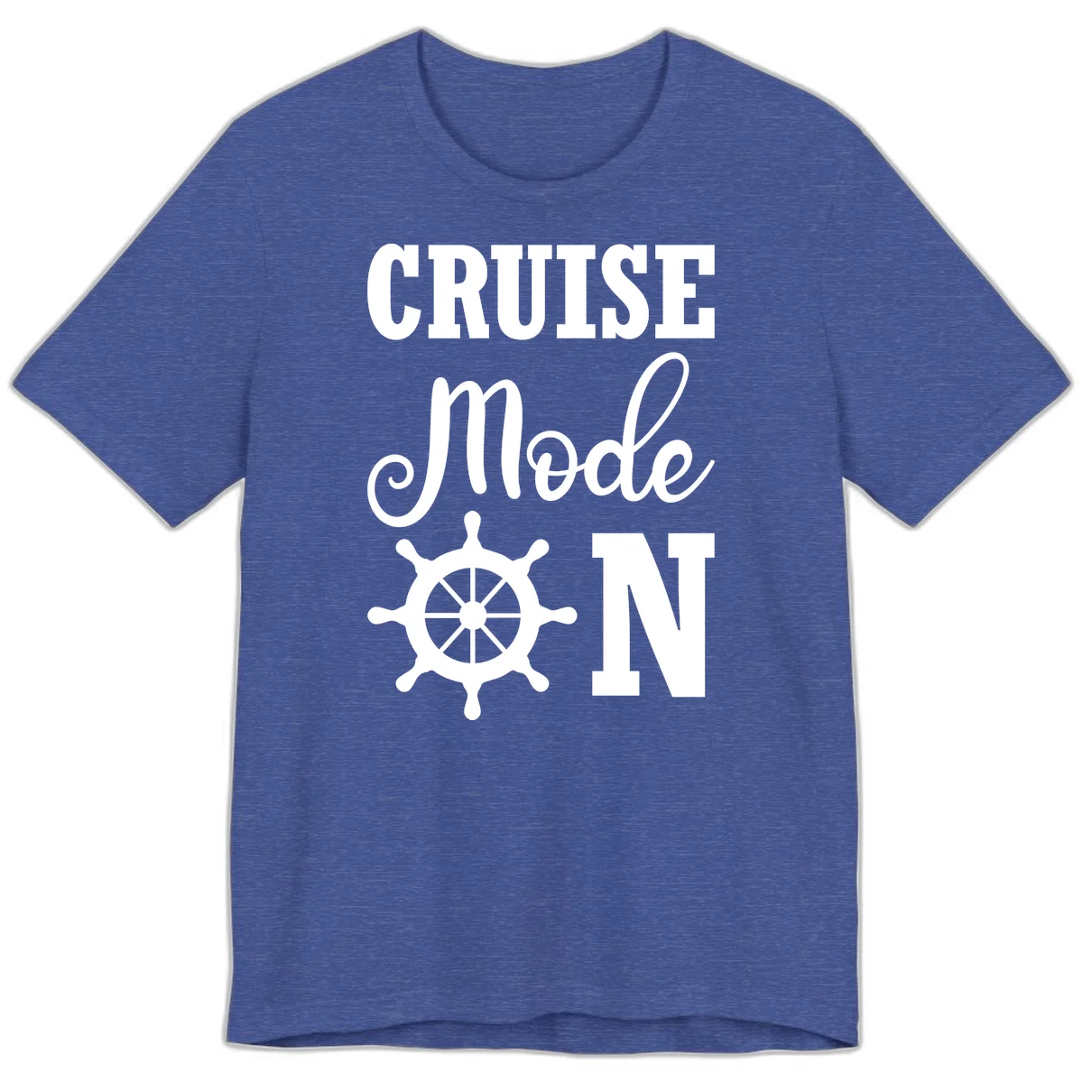 Cruise Mode Ship Wheel Premium Vacation Tee in Heather True Royal