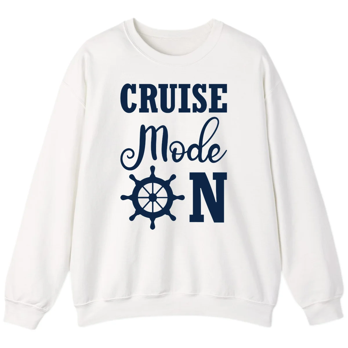 Cruise Mode Ship Wheel Crewneck Sweatshirt in White