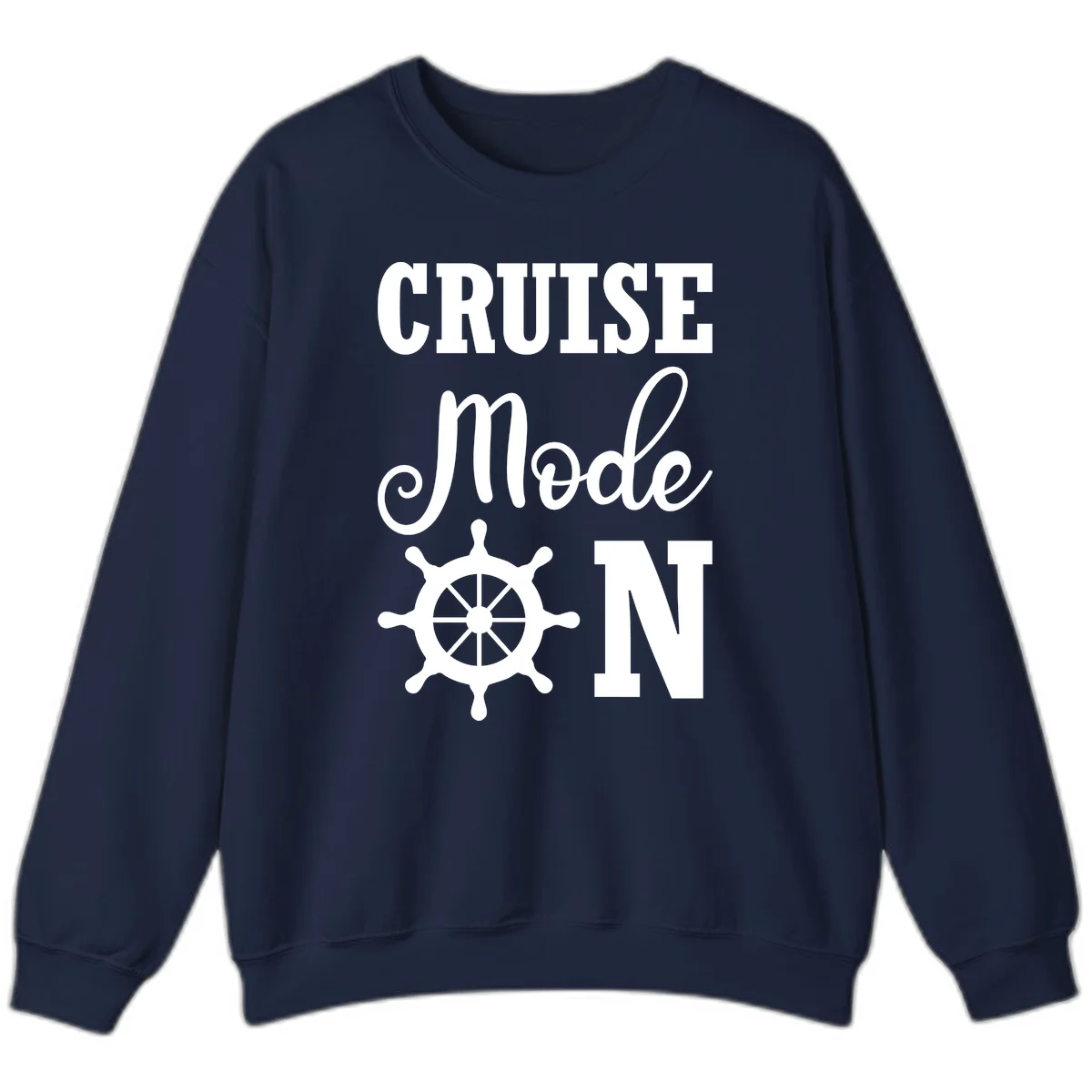 Cruise Mode Ship Wheel Crewneck Sweatshirt in Navy