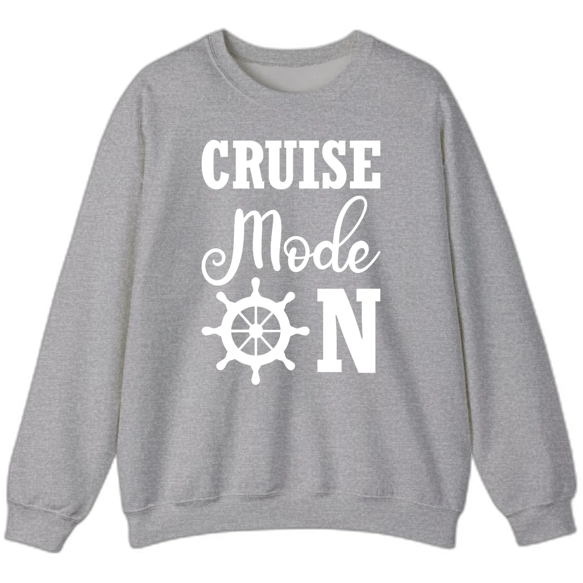 Cruise Mode Ship Wheel Crewneck Sweatshirt in Sport Grey
