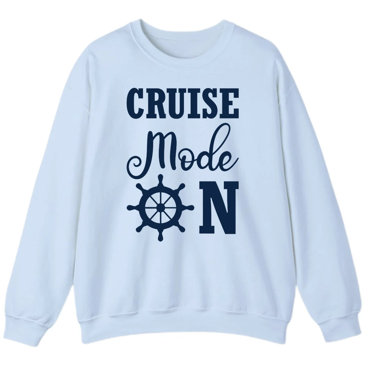 Cruise Mode Ship Wheel Crewneck Sweatshirt in Light Blue