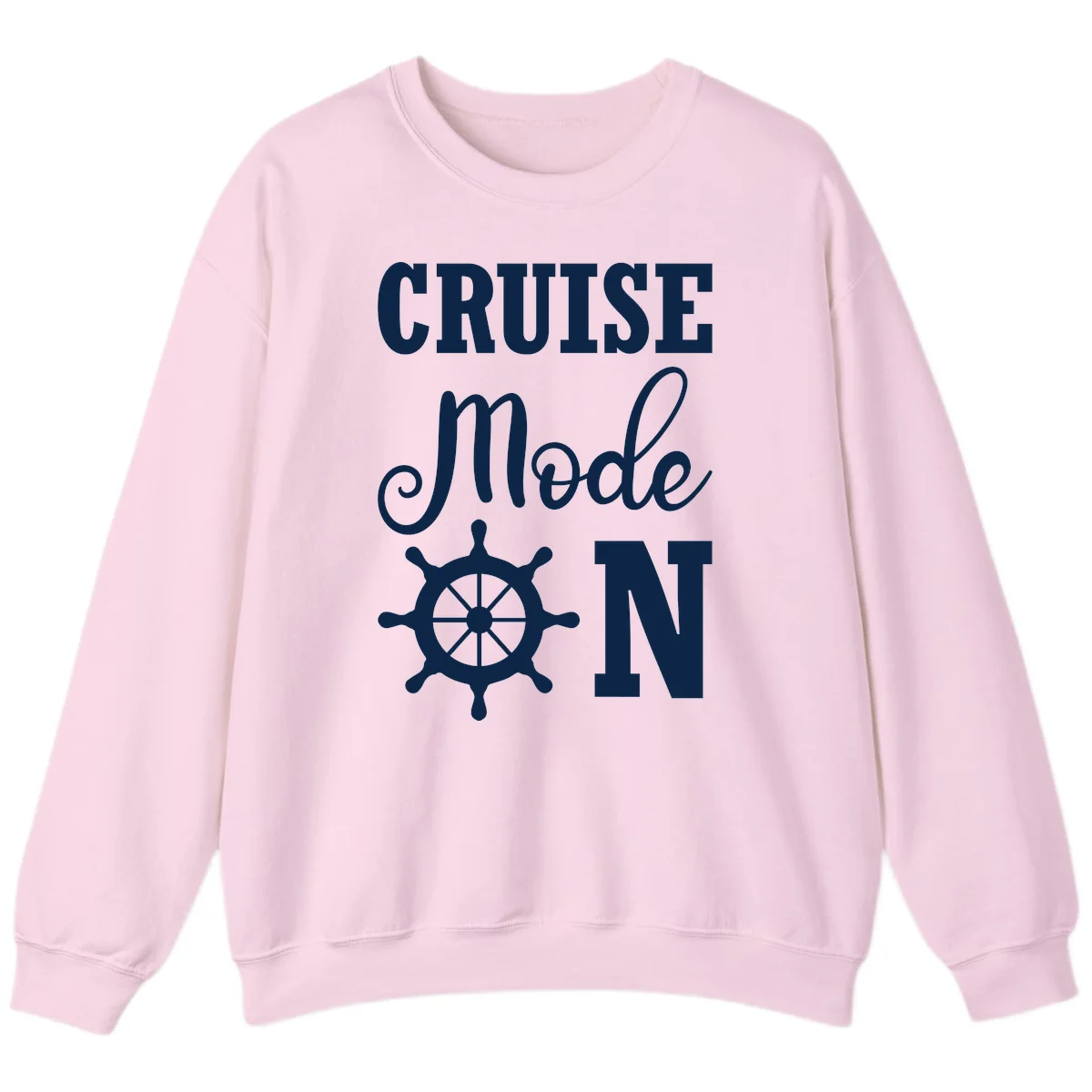Cruise Mode Ship Wheel Crewneck Sweatshirt in Light Pink