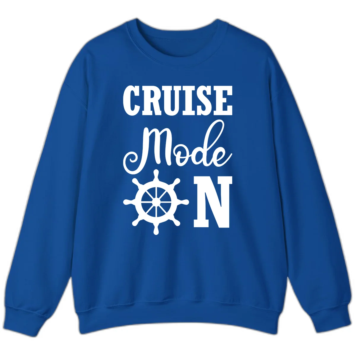 Cruise Mode Ship Wheel Crewneck Sweatshirt in Royal