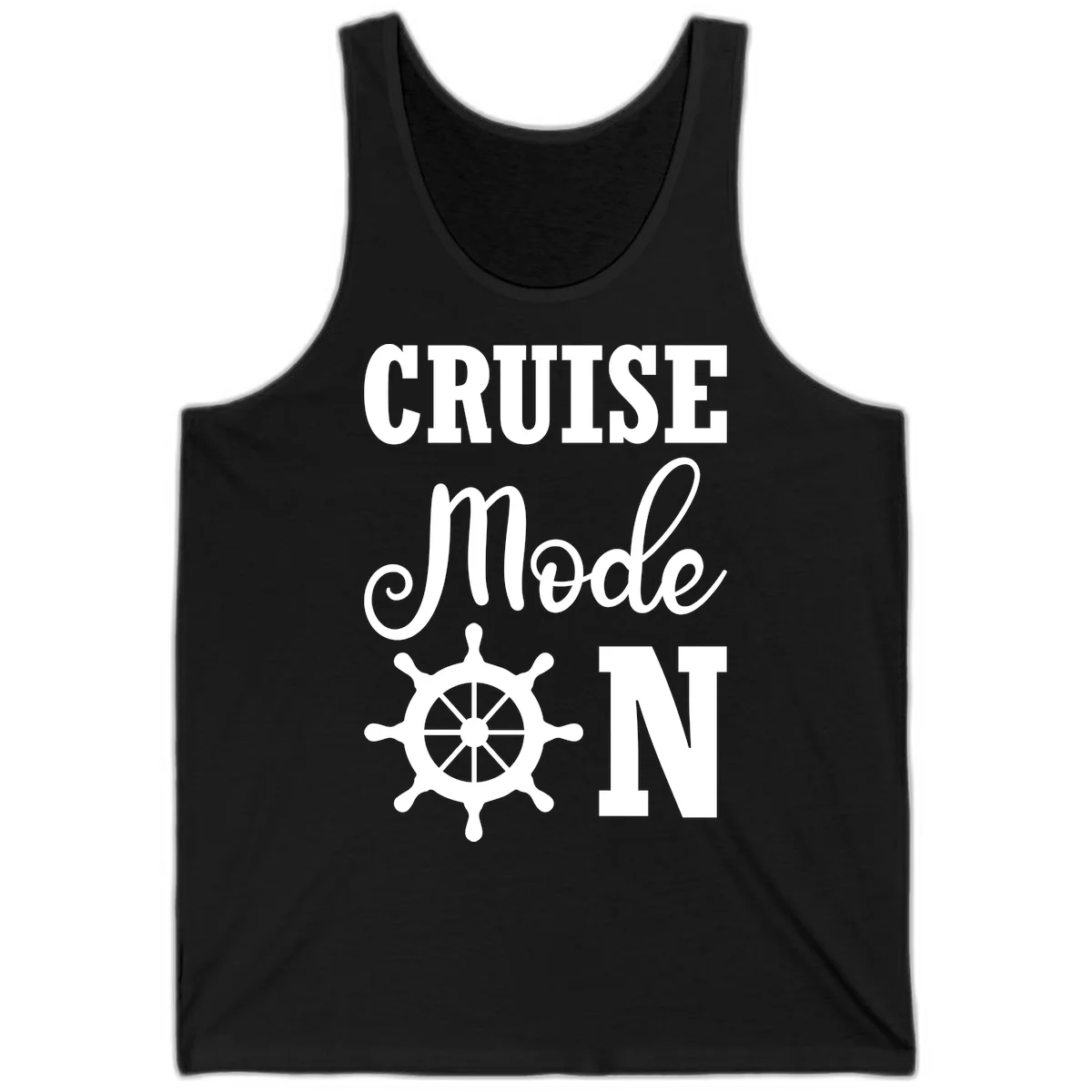 Cruise Mode Ship Wheel Nautical Tank Top in Black