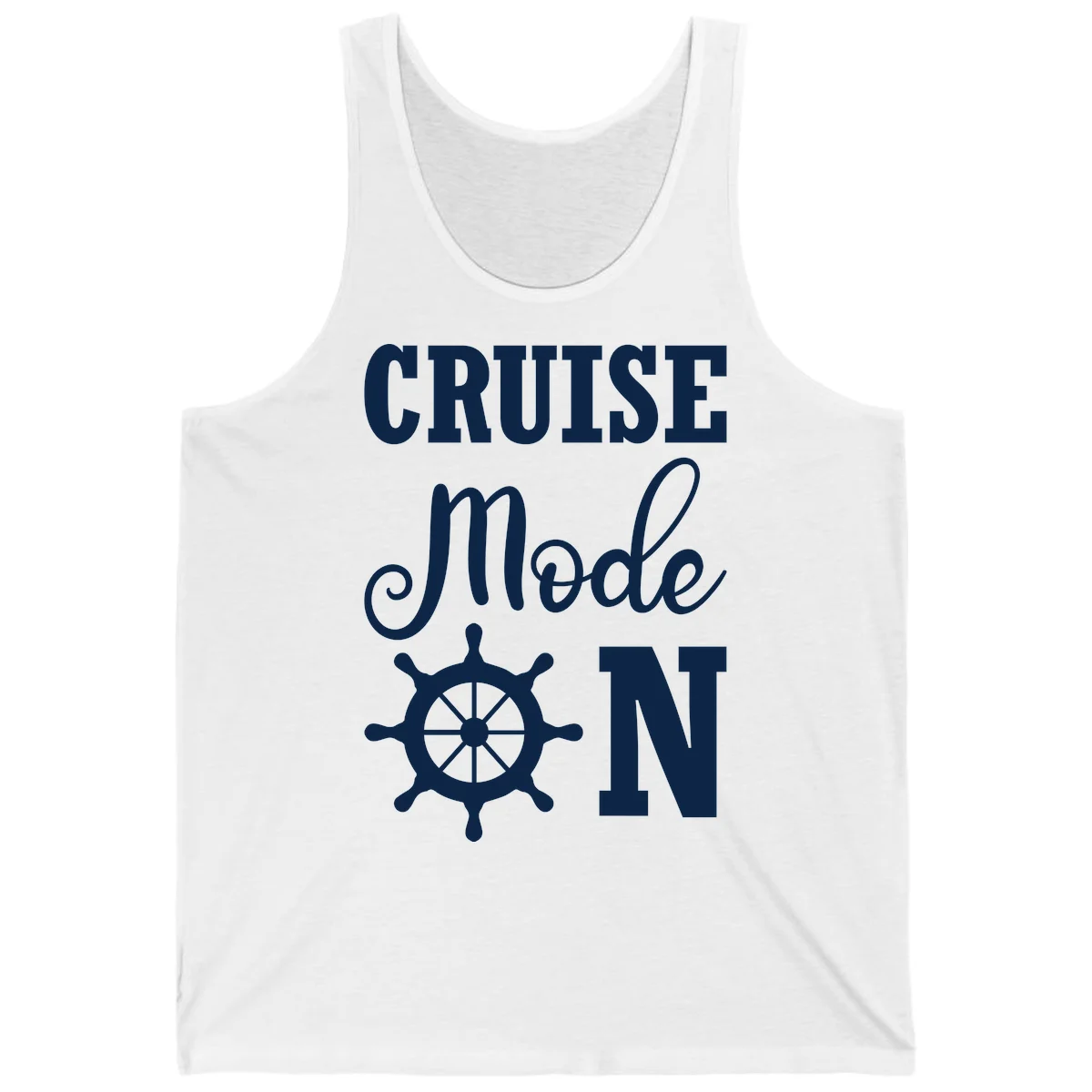 Cruise Mode Ship Wheel Nautical Tank Top in White