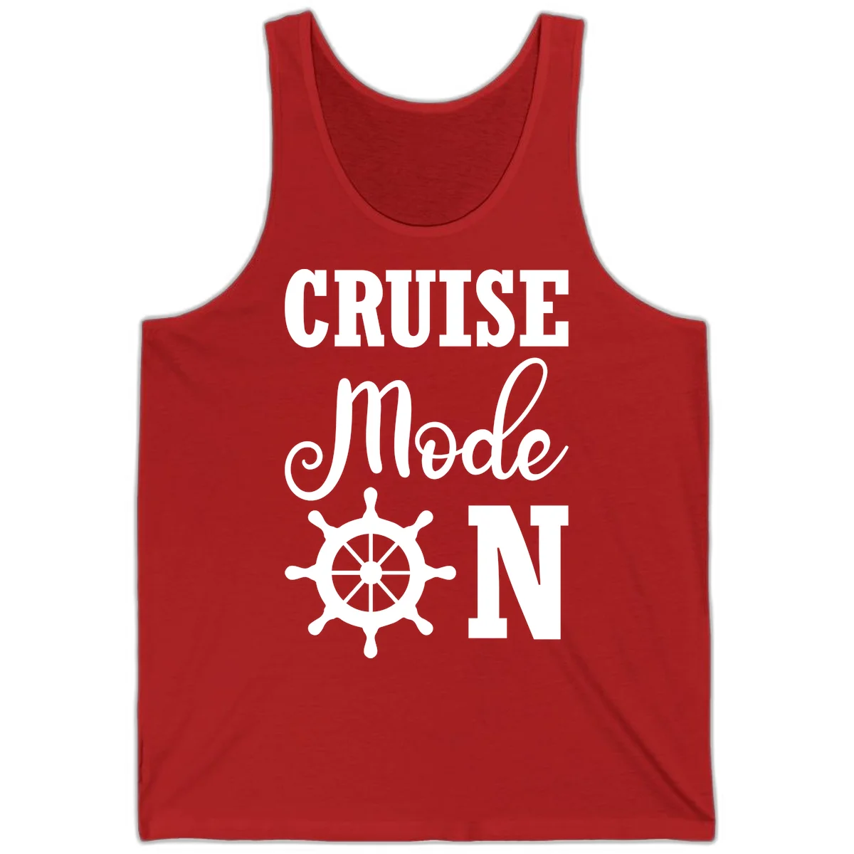 Cruise Mode Ship Wheel Nautical Tank Top in Red