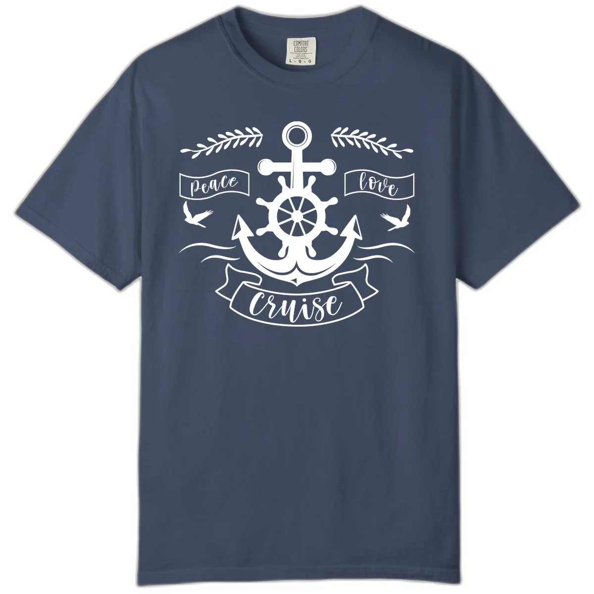 Peace Love Cruise Anchor Comfort Color T-Shirt in Midnight