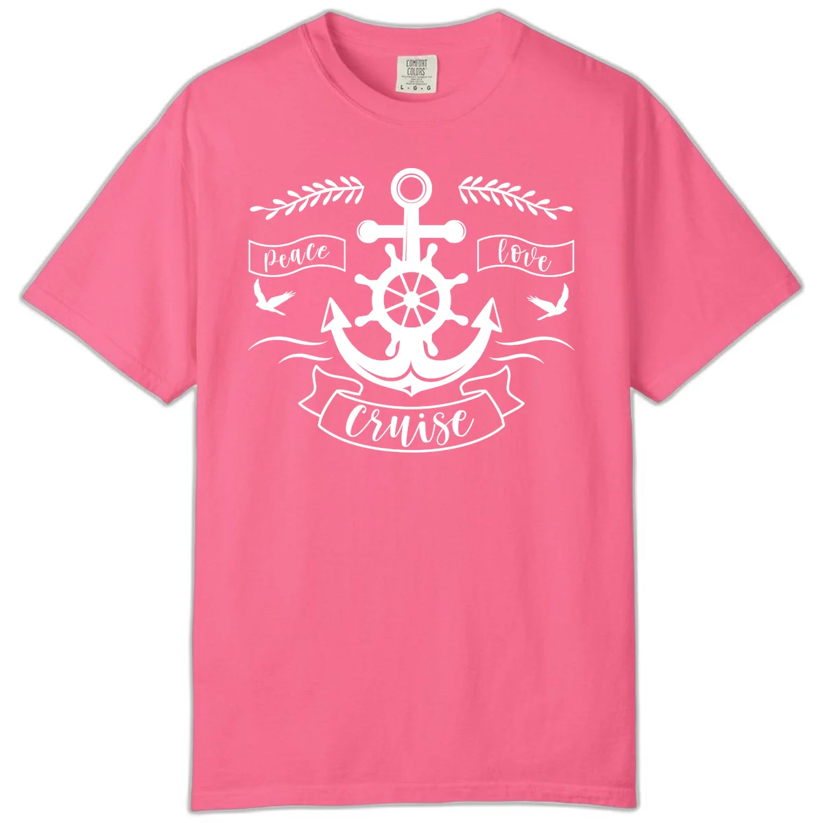 Peace Love Cruise Anchor Comfort Color T-Shirt in Crunchberry