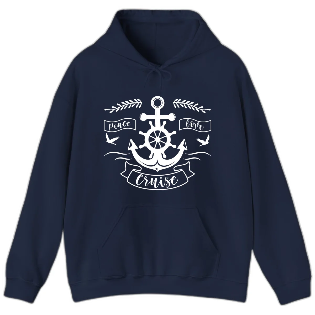 Peace Love Cruise Anchor Hoodie in Navy