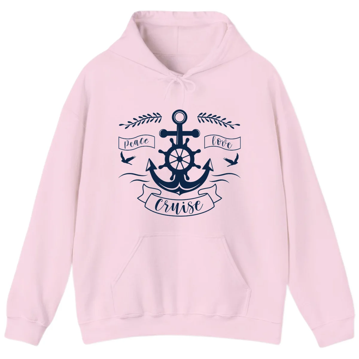 Peace Love Cruise Anchor Hoodie in Light Pink