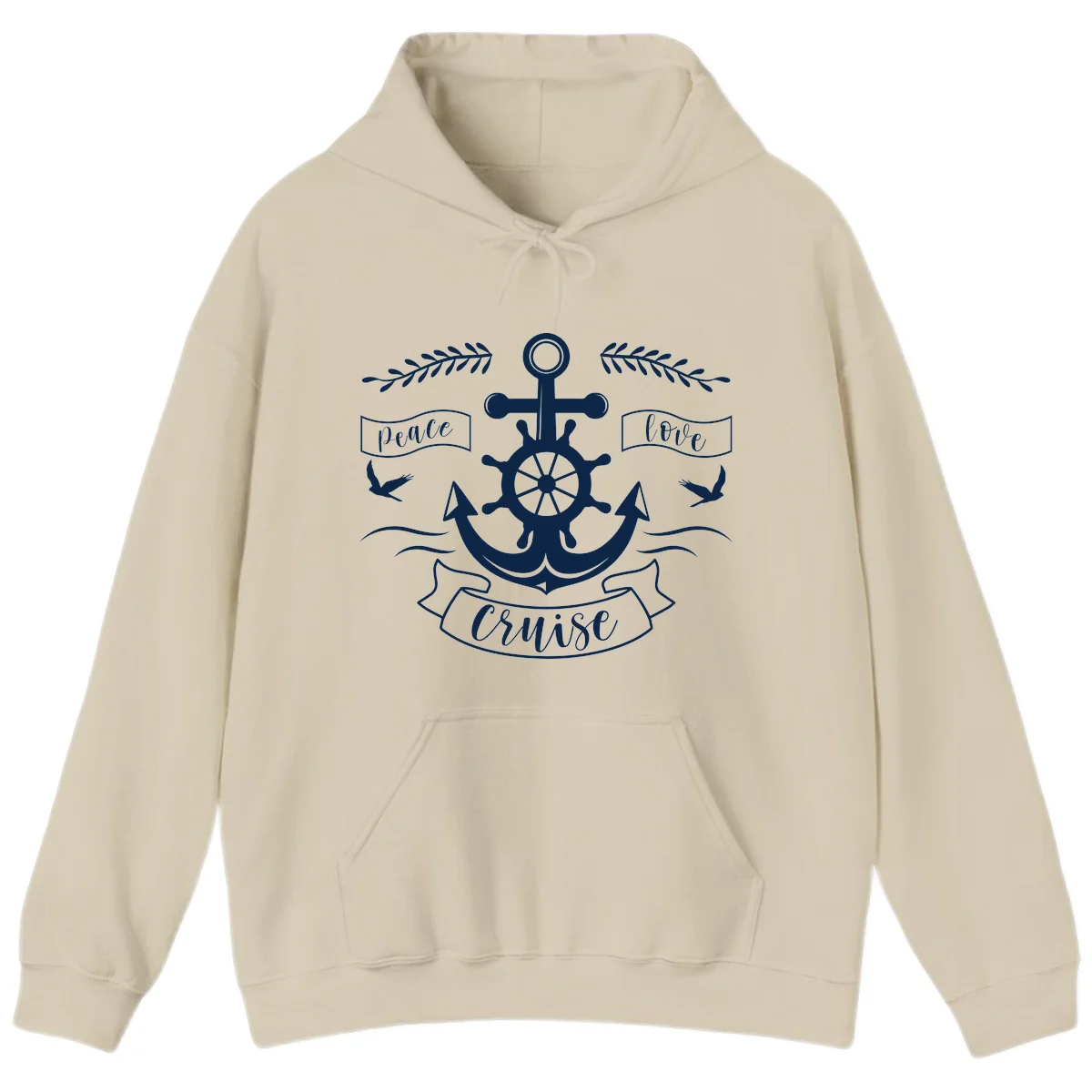 Peace Love Cruise Anchor Hoodie in Sand