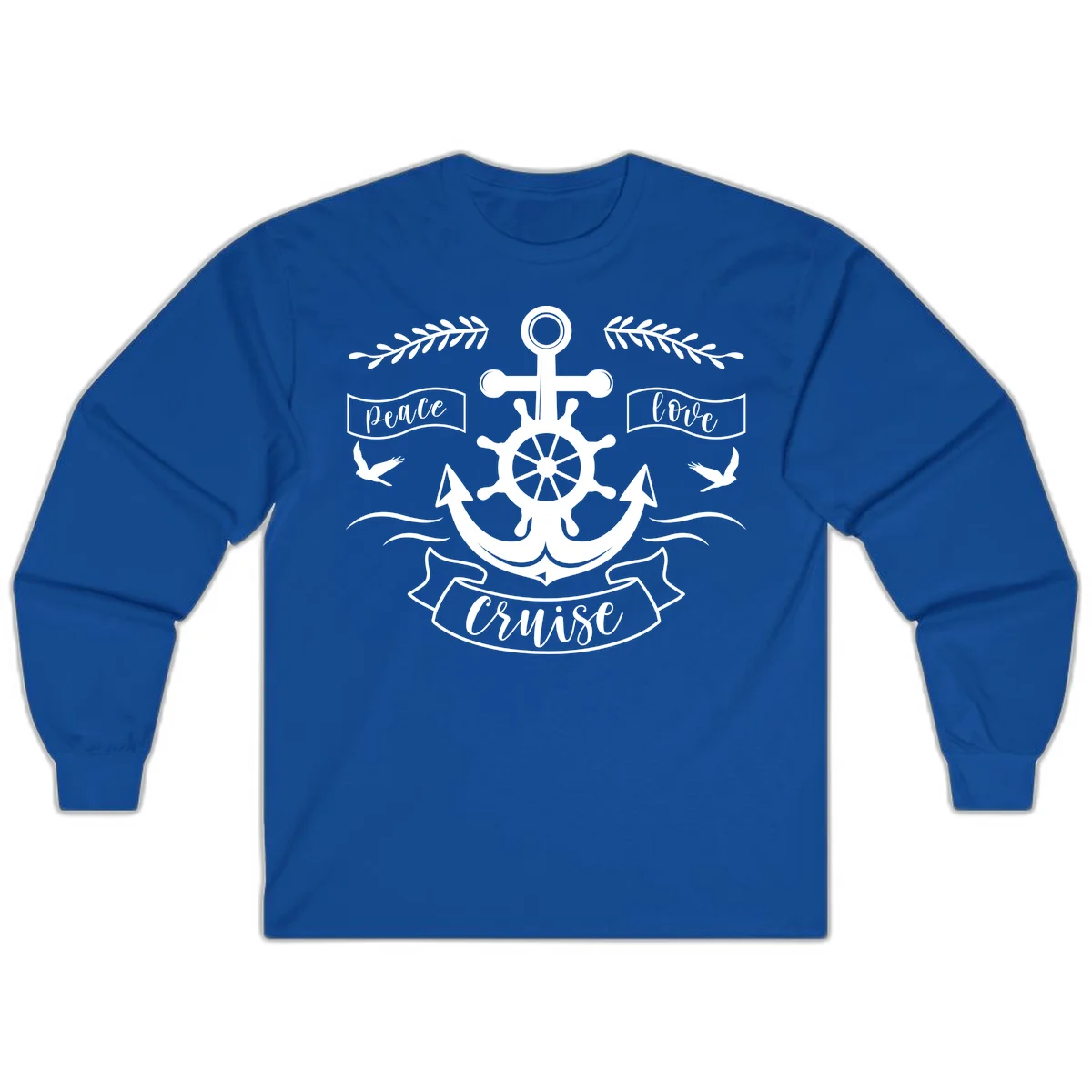 Peace Love Cruise Anchor Long Sleeve Shirt in Royal