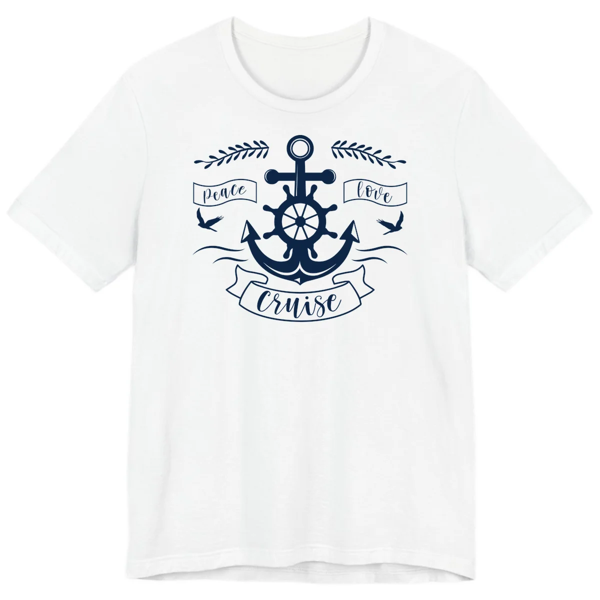 Peace Love Cruise Anchor Premium Nautical Tee in White