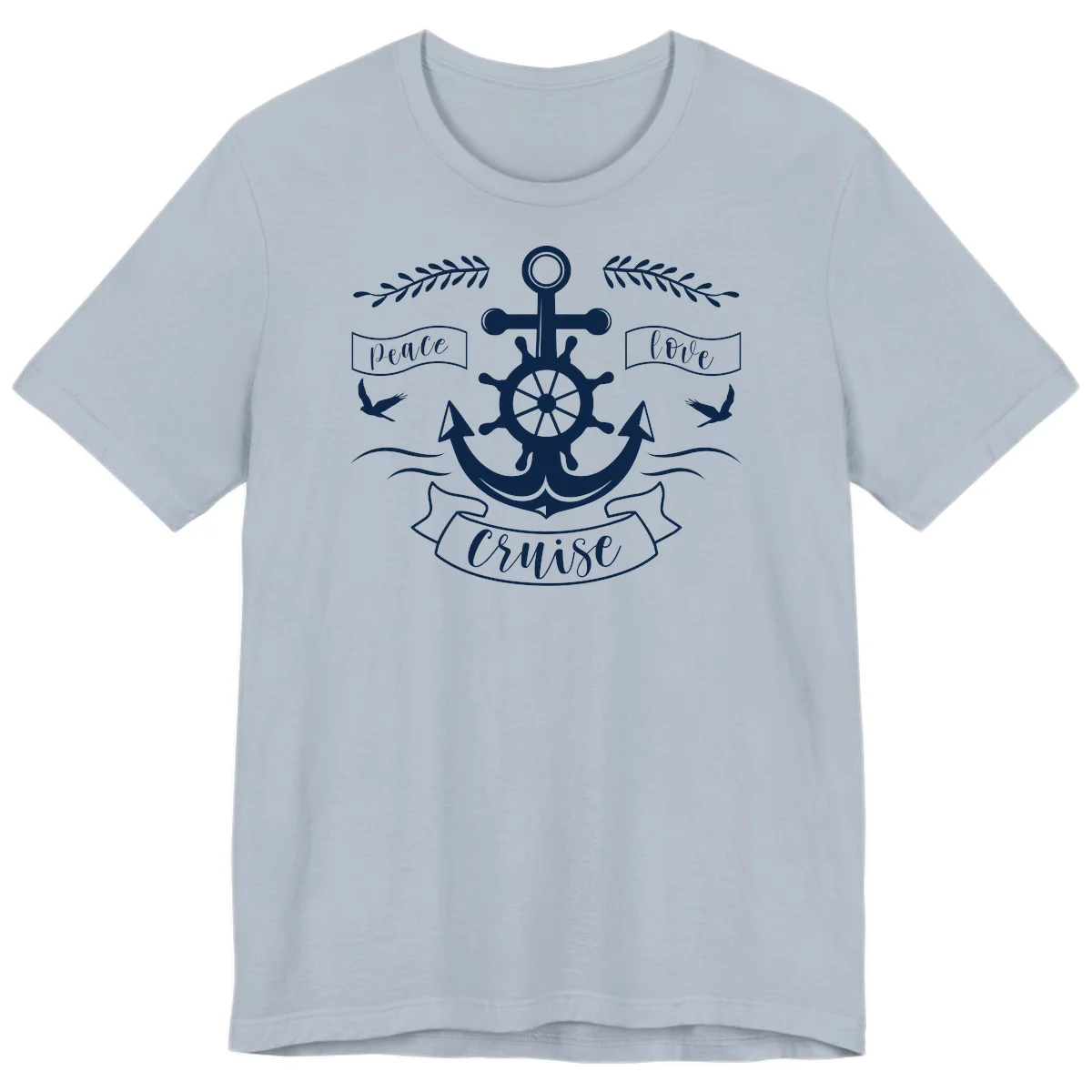 Peace Love Cruise Anchor Premium Nautical Tee in Light Blue