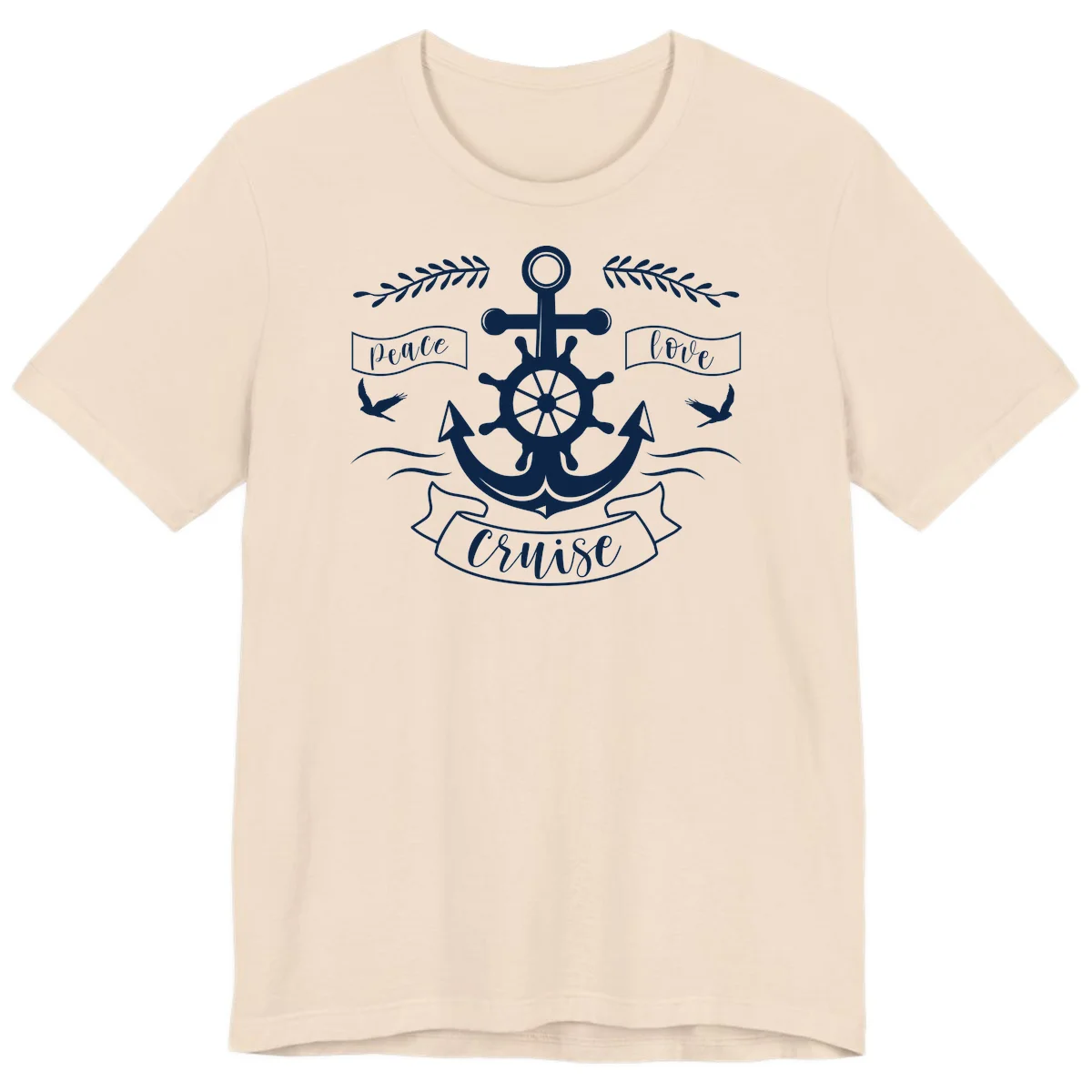 Peace Love Cruise Anchor Premium Nautical Tee in Soft Cream