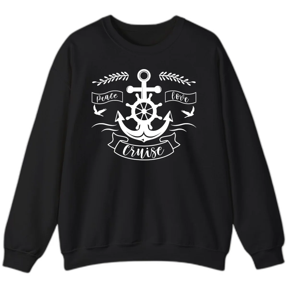 Peace Love Cruise Anchor Sweatshirt in Black