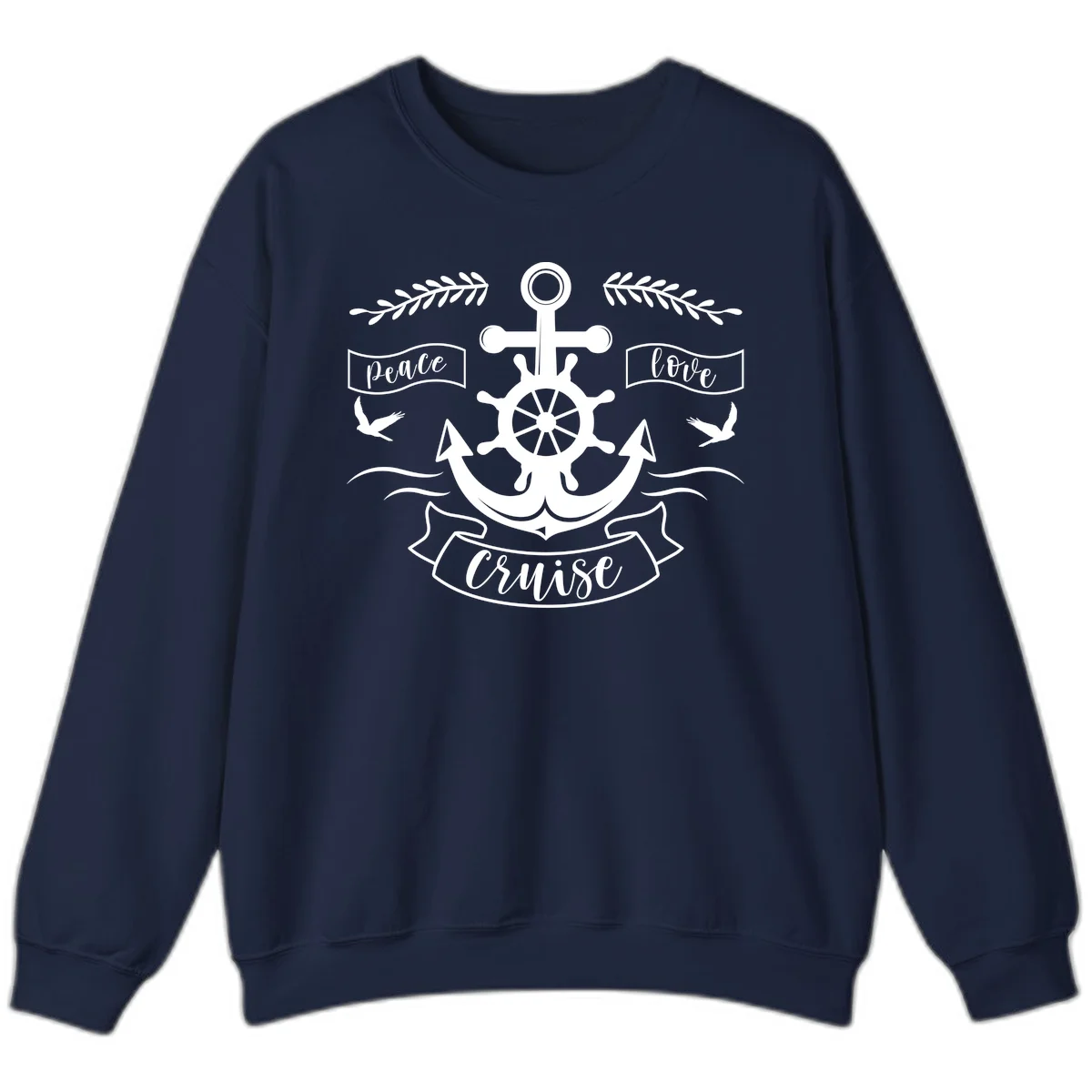 Peace Love Cruise Anchor Sweatshirt in Navy