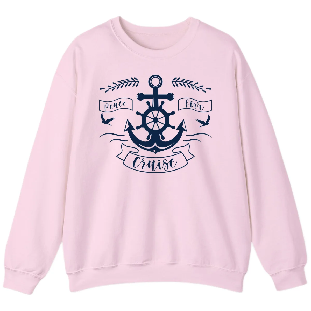 Peace Love Cruise Anchor Sweatshirt in Light Pink