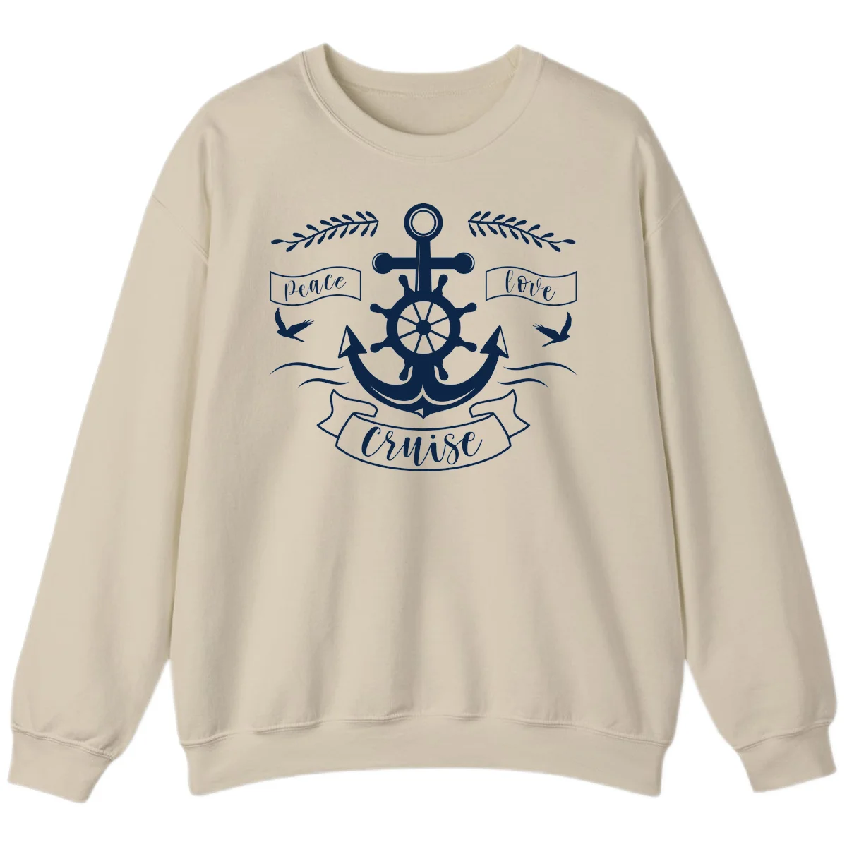 Peace Love Cruise Anchor Sweatshirt in Sand