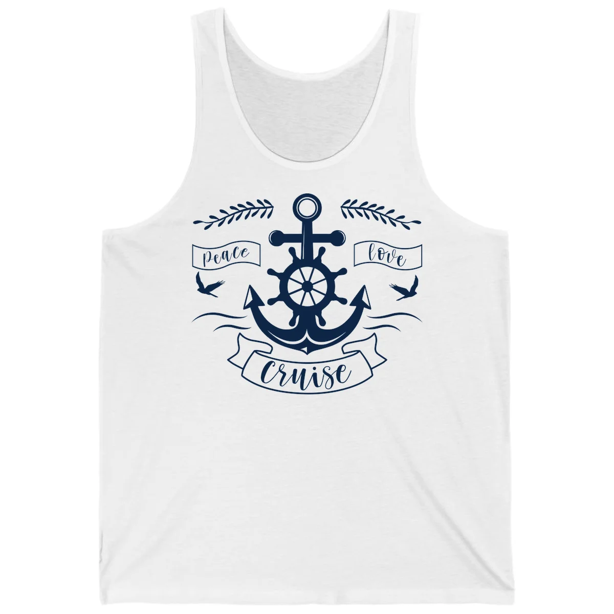 Peace Love Cruise Anchor Tank Top in White