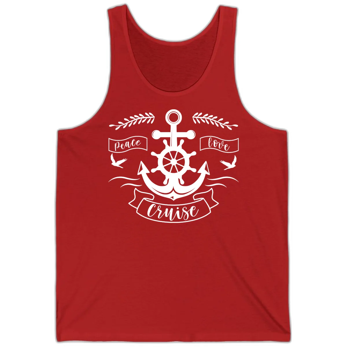 Peace Love Cruise Anchor Tank Top in Red
