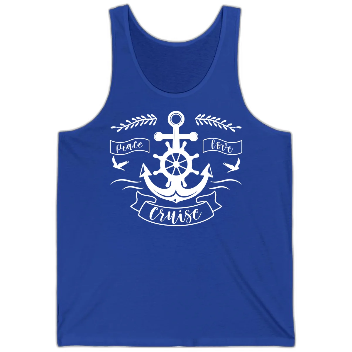 Peace Love Cruise Anchor Tank Top in True Royal