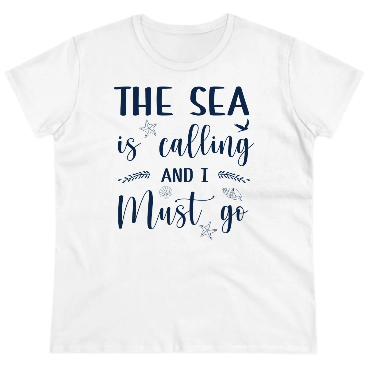 The Sea Is Calling Ladies Tee in White