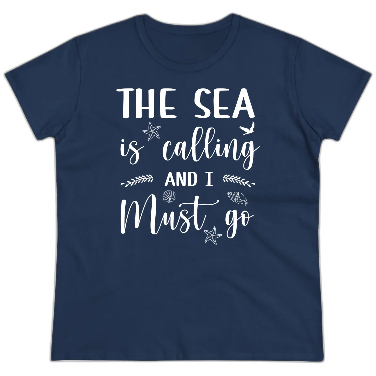 The Sea Is Calling Ladies Tee in Navy