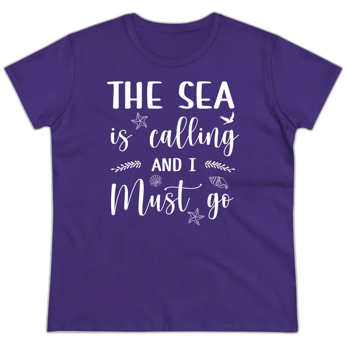 The Sea Is Calling Ladies Tee in Purple