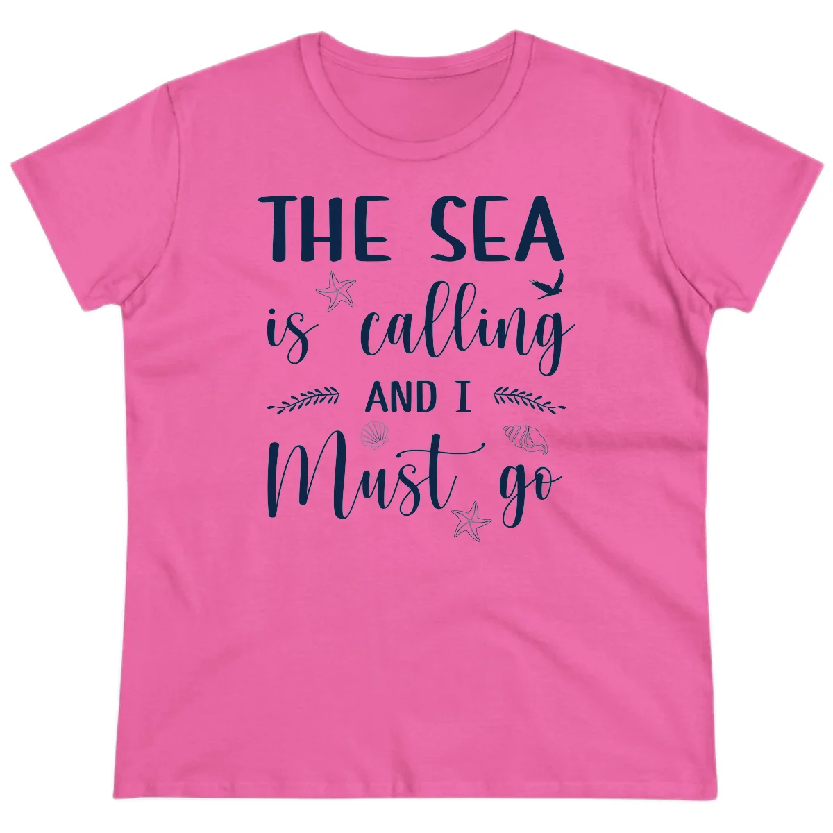 The Sea Is Calling Ladies Tee in Azalea