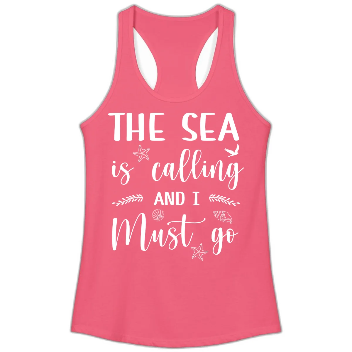 The Sea Is Calling Ladies Tank in Hot Pink
