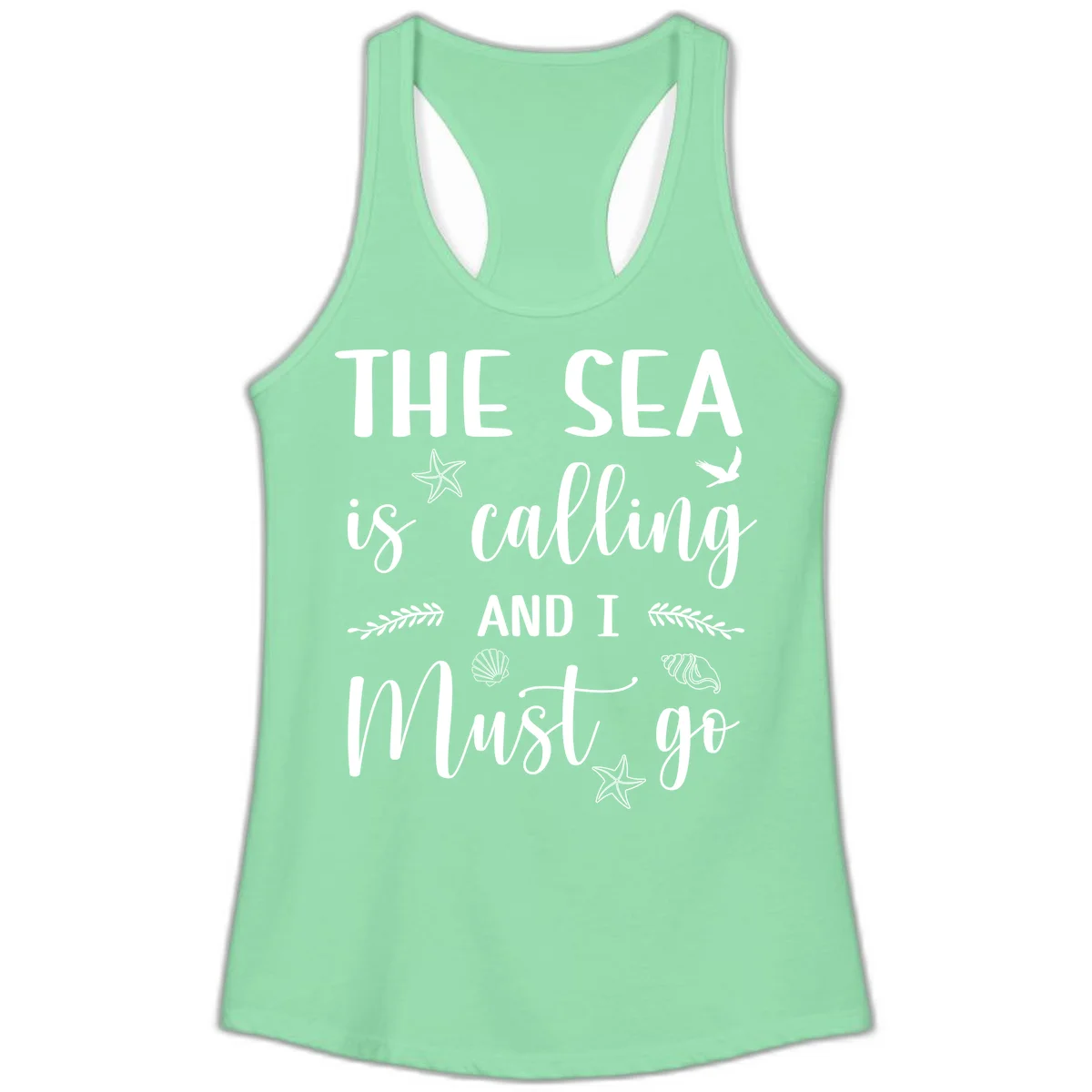 The Sea Is Calling Ladies Tank in Solid Mint