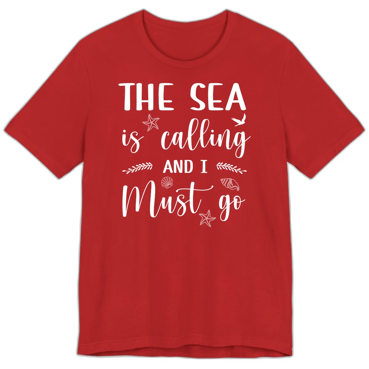 The Sea Is Calling Premium T-Shirt in Red