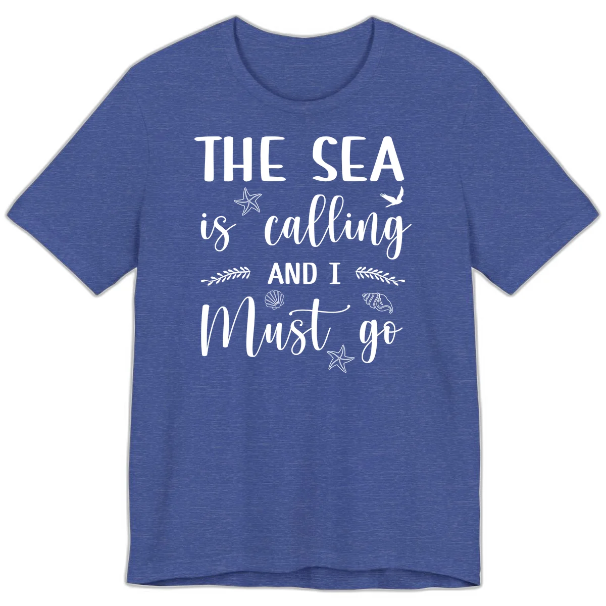 The Sea Is Calling Premium T-Shirt in Heather True Royal