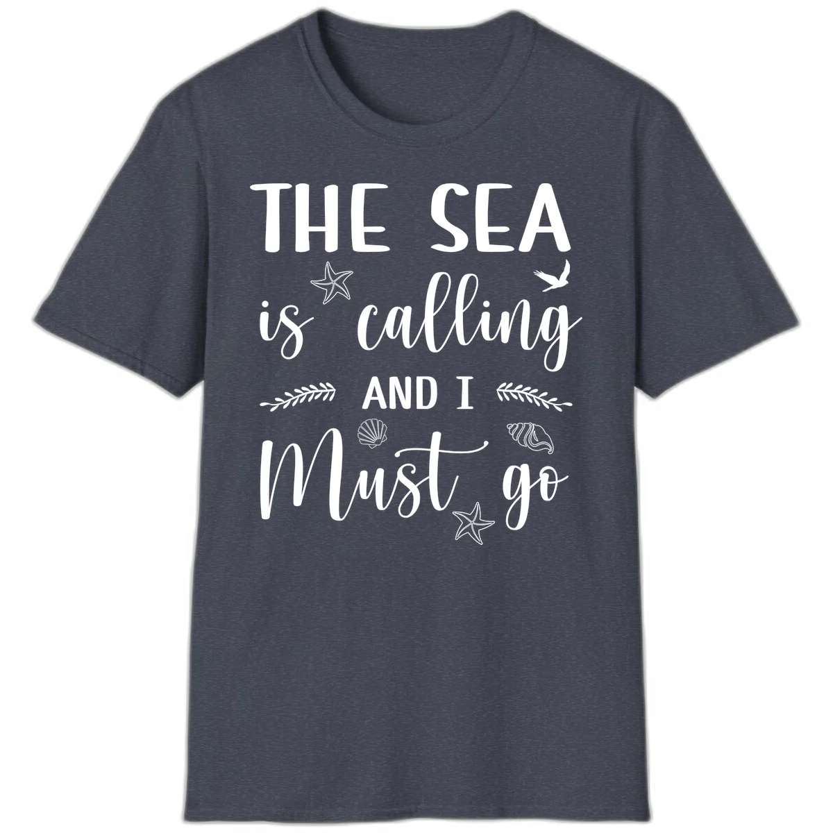 The Sea Is Calling T-Shirt in Heather Navy