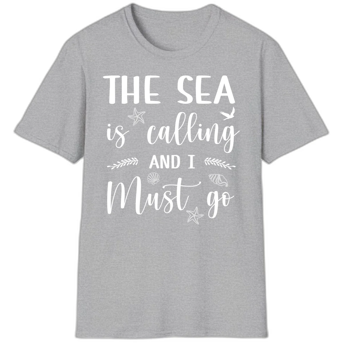 The Sea Is Calling T-Shirt in Sport Grey