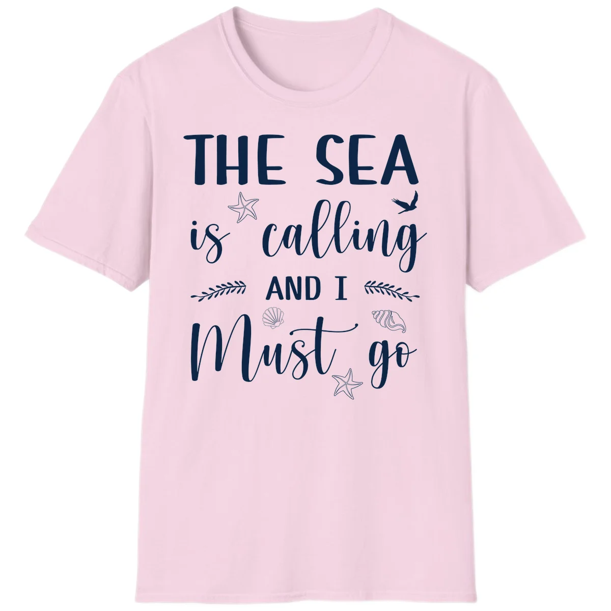 The Sea Is Calling T-Shirt in Light Pink