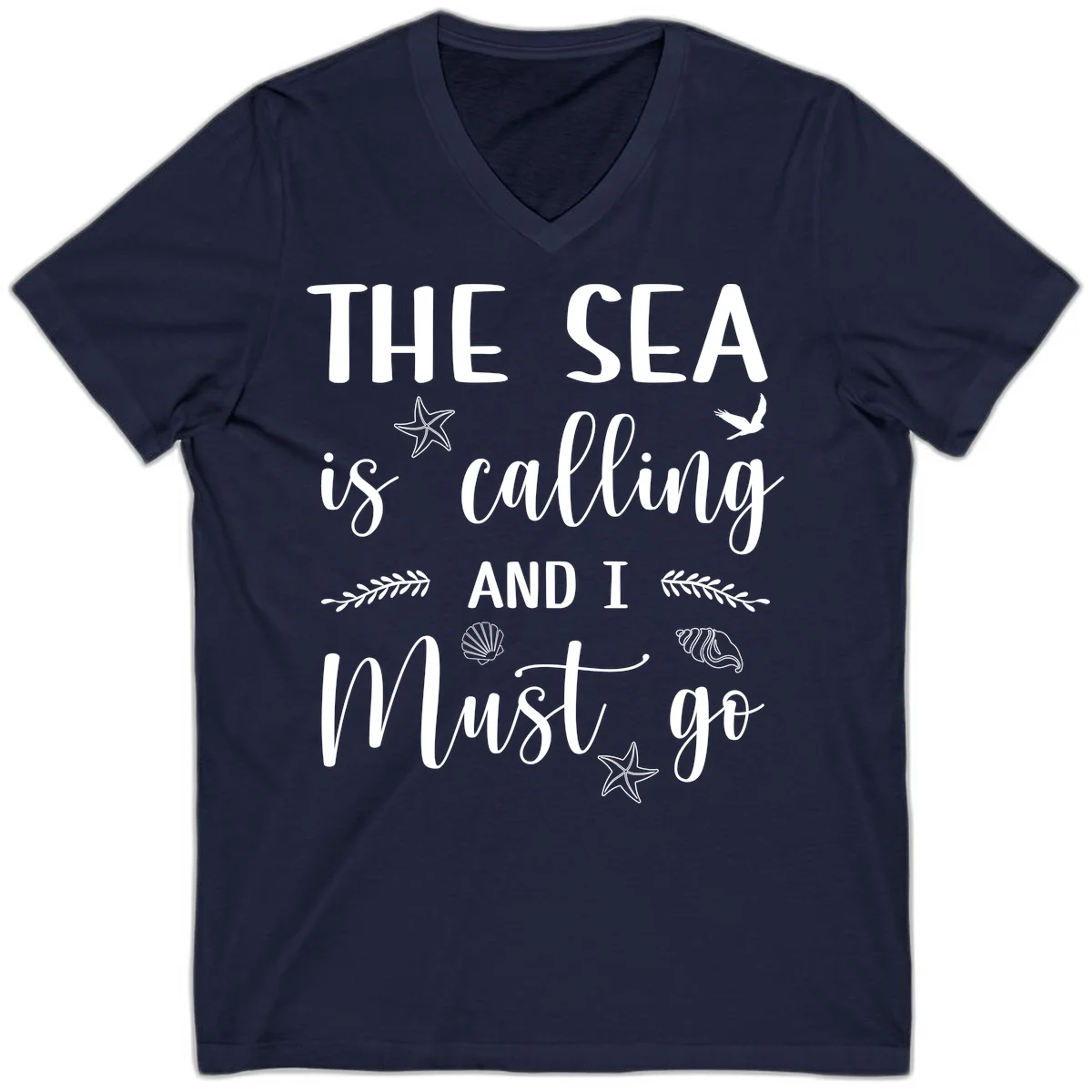 The Sea Is Calling V-Neck in Navy