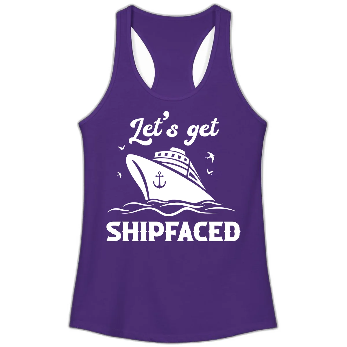 Let's Get Shipfaced Ladies Tank in Solid Purple Rush