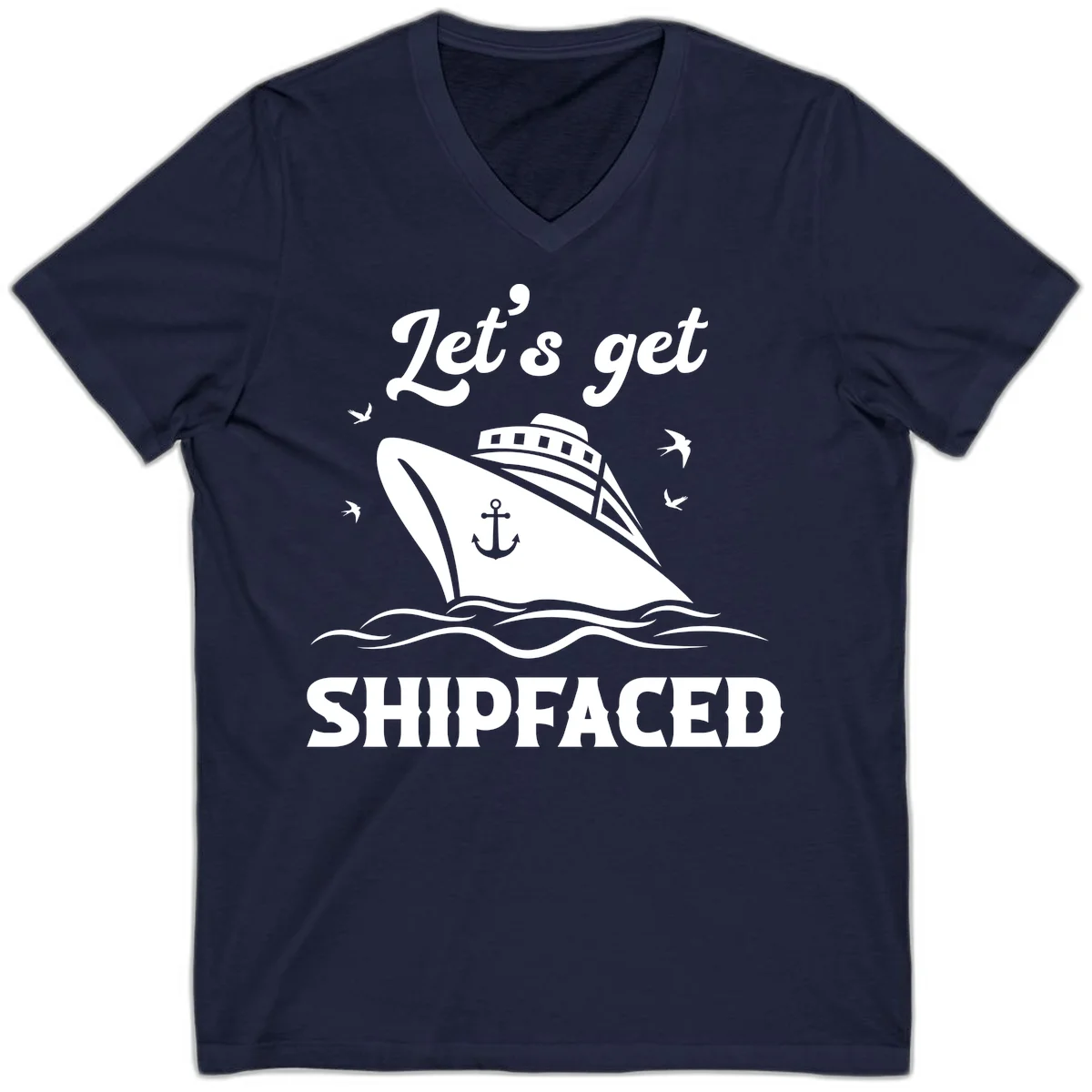Let's Get Shipfaced V-Neck in Navy